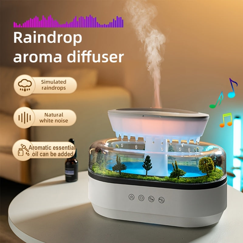 Raindrop Aromatherapy Micro Landscape Humidifier - Long-Lasting, Multiple White Noise Options, Large Capacity, Easy Top-Fill Design - Ideal for Bedrooms & Offices, Home Appliance, Gift